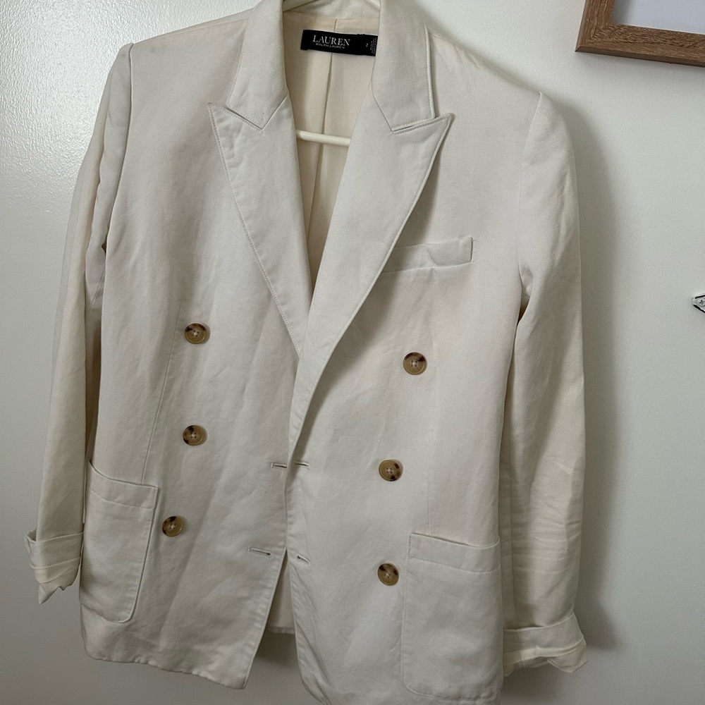 Polo Ralph Lauren Cream Double-Breasted Blazer